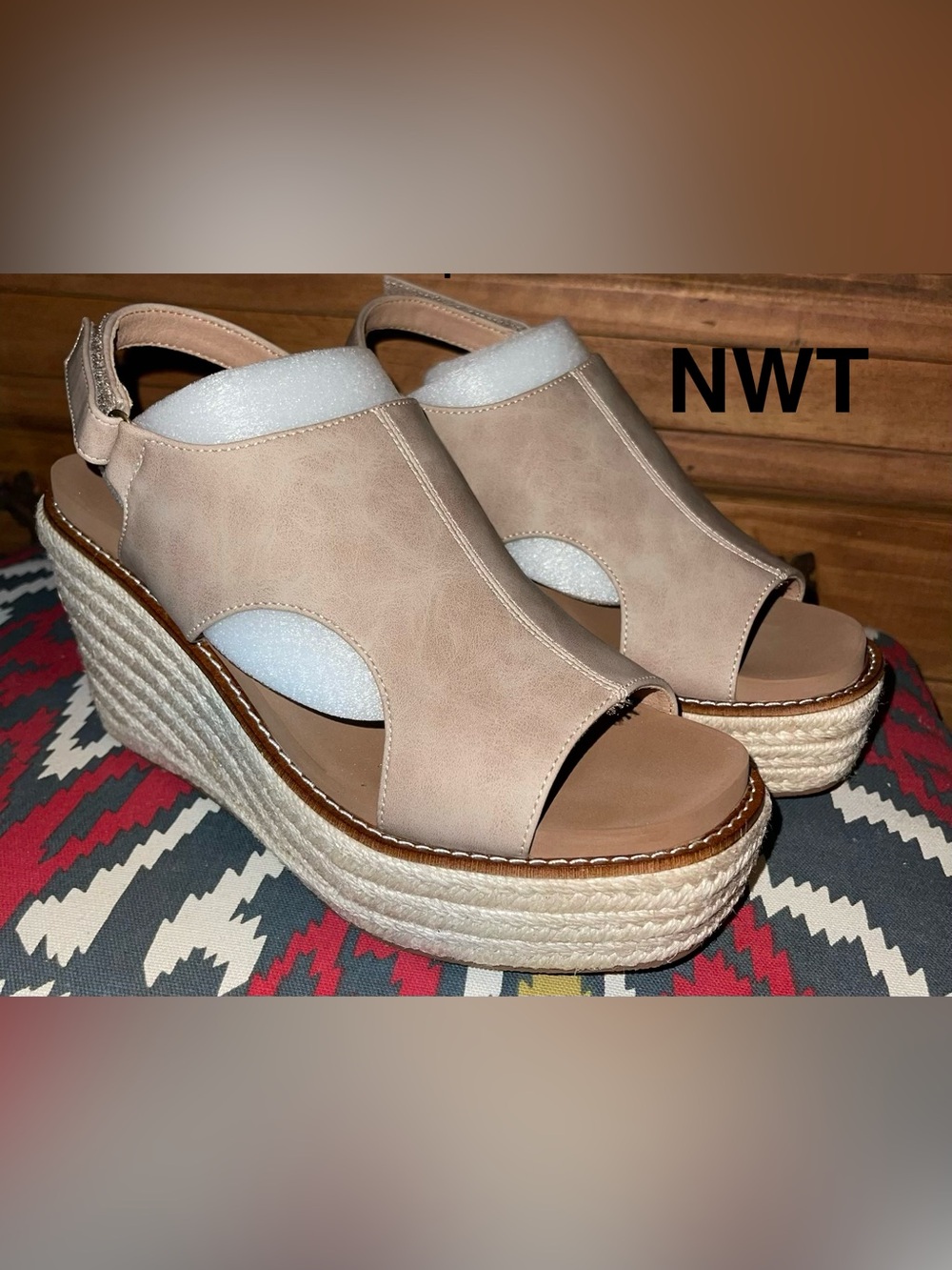 Corkys Taupe Espadrille Slingback Wedge Sandals